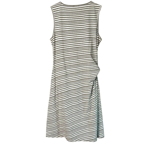 TALBOTS 100% Cotton Side Tie Shift Dress  - SUNDAY MORNING STRIPE Green / Cream - Picture 4 of 9
